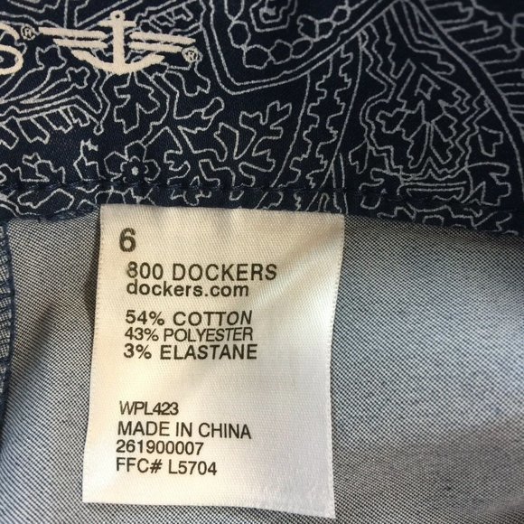 Dockers Hello Smooth Capri Pants‎ Blue White Paisley Slimming Stretch 6 - Picture 5 of 12